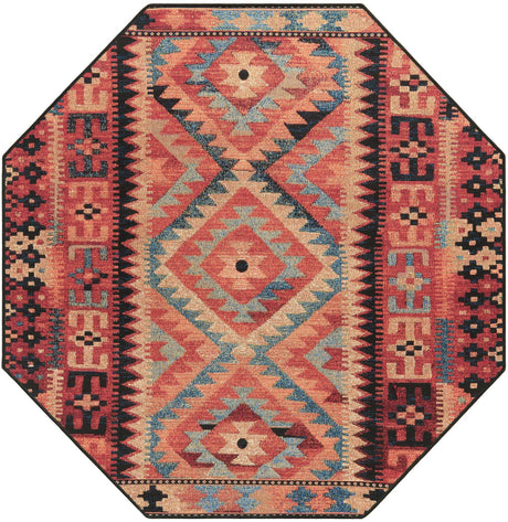 Multicolor 5' 3 x 5' 3 Outdoor Tribal Octagon Rug