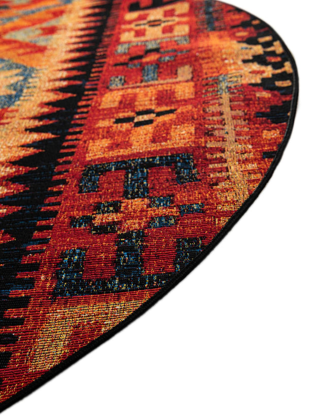 Multicolor 4' 1 x 6' 1 Outdoor Tribal Oval Area Rug Weather Resistant for Patio, Deck, Terrace, Balcony, Porch Traditional Design Water Safe Outside Carpet for Sale at Rug Engine