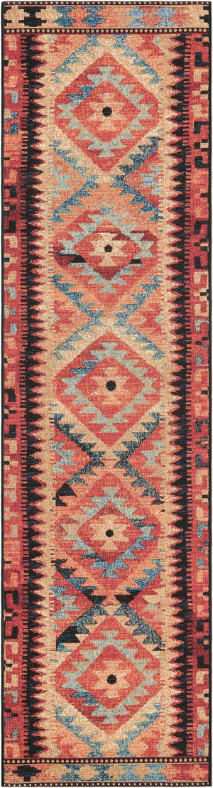 Multicolor 2' x 8' Outdoor Tribal Runner Area Rug Weather Resistant for Patio, Deck, Terrace, Balcony, Porch Traditional Design Water Safe Outside Carpet for Sale at Rug Engine
