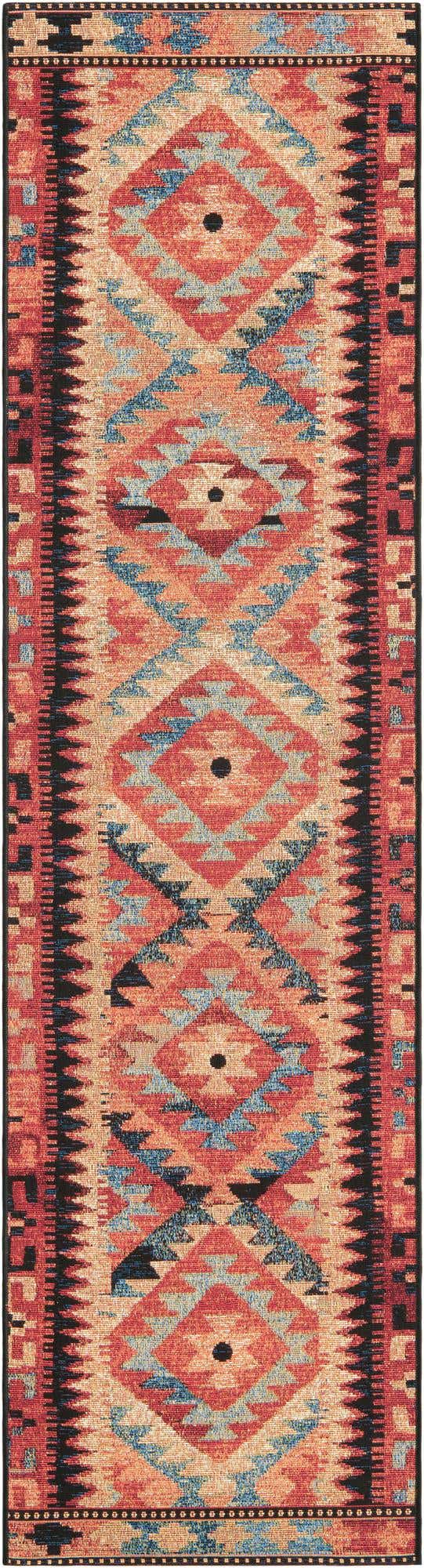 Multicolor 2' x 8' Outdoor Tribal Runner Area Rug Weather Resistant for Patio, Deck, Terrace, Balcony, Porch Traditional Design Water Safe Outside Carpet for Sale at Rug Engine
