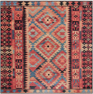 Multicolor 7' 10 x 7' 10 Outdoor Tribal Square Area Rug Weather Resistant for Patio, Deck, Terrace, Balcony, Porch Traditional Design Water Safe Outside Carpet for Sale at Rug Engine