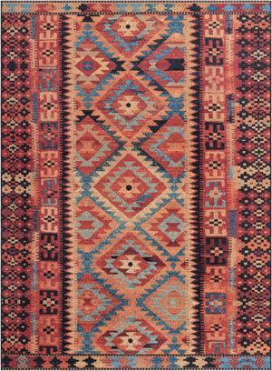 Multicolor 7' 10 x 11' Outdoor Tribal Rectangle Area Rug Weather Resistant for Patio, Deck, Terrace, Balcony, Porch Traditional Design Water Safe Outside Carpet for Sale at Rug Engine