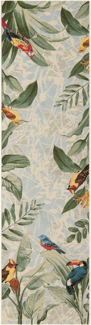Multicolor 2' 7 x 10' Outdoor Botanical Runner Area Rug Weather Resistant for Patio, Deck, Terrace, Balcony, Porch Polypropylene Garden Floral Tropical Carpet for Sale at Rug Engine