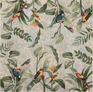Multicolor 10' x 10' Outdoor Botanical Square Area Rug Weather Resistant for Patio, Deck, Terrace, Balcony, Porch Polypropylene Garden Floral Tropical Carpet for Sale at Rug Engine