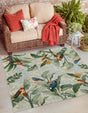 Multicolor 12' x 12' Outdoor Botanical Square Area Rug Weather Resistant for Patio, Deck, Terrace, Balcony, Porch Polypropylene Garden Floral Tropical Carpet for Sale at Rug Engine