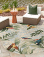 Multicolor 4' 1 x 6' 1 Outdoor Botanical Oval Area Rug Weather Resistant for Patio, Deck, Terrace, Balcony, Porch Polypropylene Garden Floral Tropical Carpet for Sale at Rug Engine