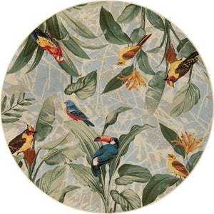 Multicolor 7' 1 x 7' 1 Outdoor Botanical Round Area Rug Weather Resistant for Patio, Deck, Terrace, Balcony, Porch Polypropylene Garden Floral Tropical Carpet for Sale at Rug Engine