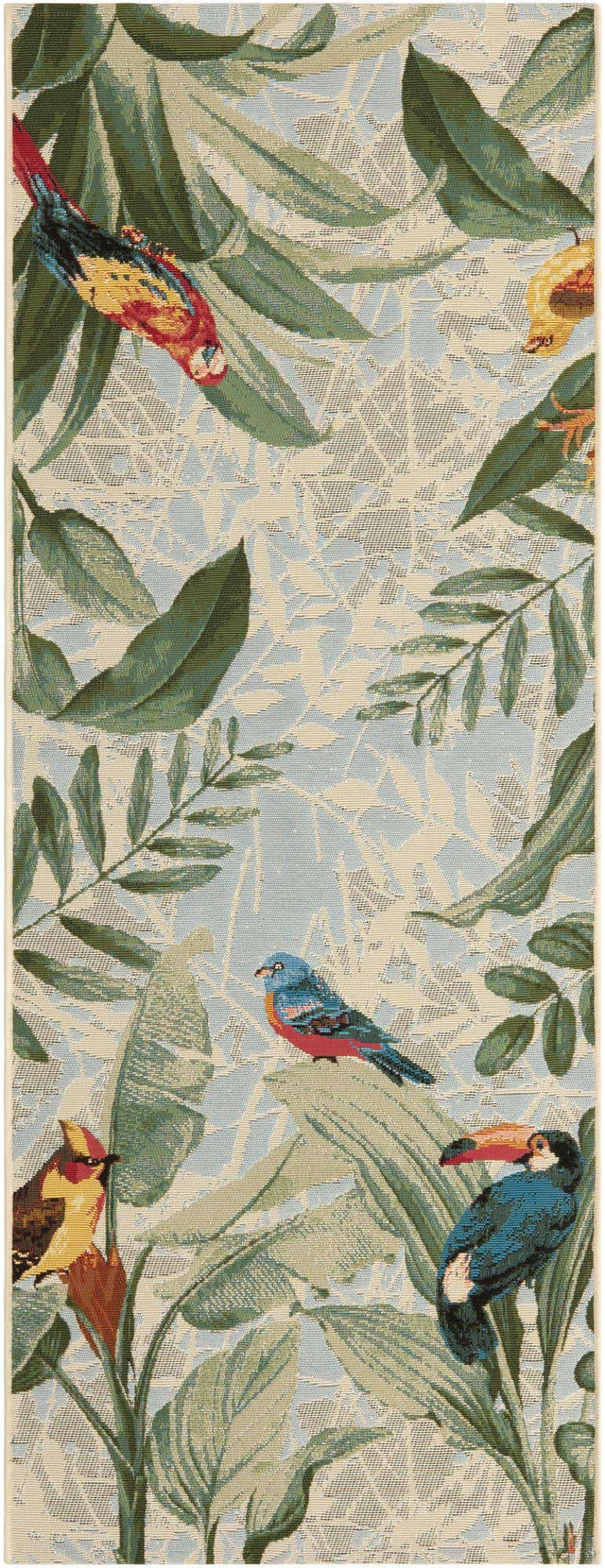 Multicolor 2' 7 x 7' 1 Outdoor Botanical Runner Area Rug Weather Resistant for Patio, Deck, Terrace, Balcony, Porch