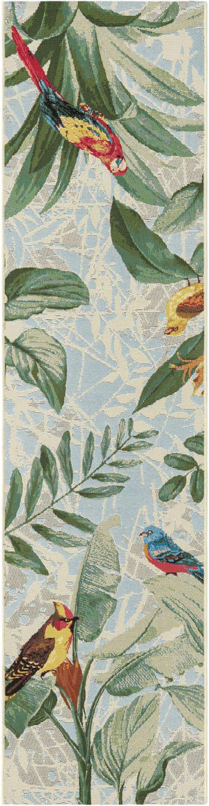 Multicolor 2' x 8' Outdoor Botanical Runner Area Rug Weather Resistant for Patio, Deck, Terrace, Balcony, Porch Polypropylene Garden Floral Tropical Carpet for Sale at Rug Engine
