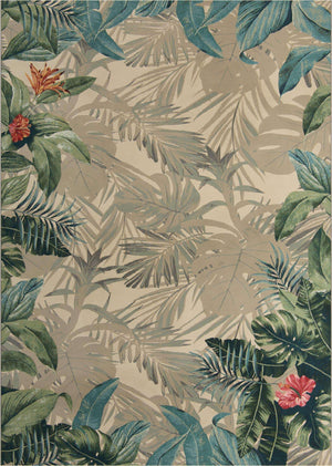 Multicolor 10' x 14' 2 Outdoor Botanical Rectangle Area Rug Weather Resistant for Patio, Deck, Terrace, Balcony, Porch Polypropylene Garden Floral Tropical Carpet for Sale at Rug Engine