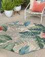 Multicolor 5' 3 x 5' 3 Outdoor Botanical Octagon Area Rug Weather Resistant for Patio, Deck, Terrace, Balcony, Porch Polypropylene Garden Floral Tropical Carpet for Sale at Rug Engine