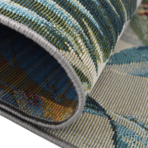 Multicolor 5' 3 x 5' 3 Outdoor Botanical Octagon Area Rug Weather Resistant for Patio, Deck, Terrace, Balcony, Porch Polypropylene Garden Floral Tropical Carpet for Sale at Rug Engine