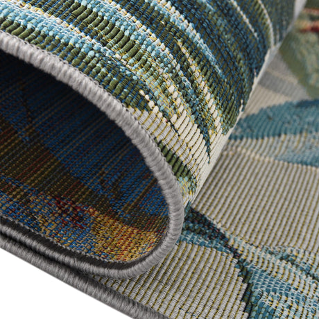 Multicolor 5' 3 x 5' 3 Outdoor Botanical Octagon Area Rug Weather Resistant for Patio, Deck, Terrace, Balcony, Porch Polypropylene Garden Floral Tropical Carpet for Sale at Rug Engine