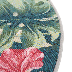 Multicolor 7' 10 x 10' Outdoor Botanical Oval Area Rug Weather Resistant for Patio, Deck, Terrace, Balcony, Porch Polypropylene Garden Floral Tropical Carpet for Sale at Rug Engine