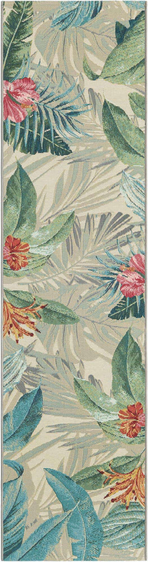 Multicolor 2' x 8' Outdoor Botanical Runner Area Rug Weather Resistant for Patio, Deck, Terrace, Balcony, Porch Polypropylene Garden Floral Tropical Carpet for Sale at Rug Engine