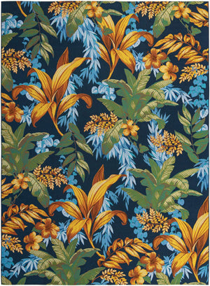 Multicolor 10' x 14' 2 Outdoor Botanical Rectangle Area Rug Weather Resistant for Patio, Deck, Terrace, Balcony, Porch Polypropylene Garden Floral Tropical Carpet for Sale at Rug Engine