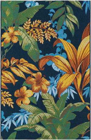 Multicolor 3' 3 x 5' 3 Outdoor Botanical Rectangle Area Rug Weather Resistant for Patio, Deck, Terrace, Balcony, Porch Polypropylene Garden Floral Tropical Carpet for Sale at Rug Engine