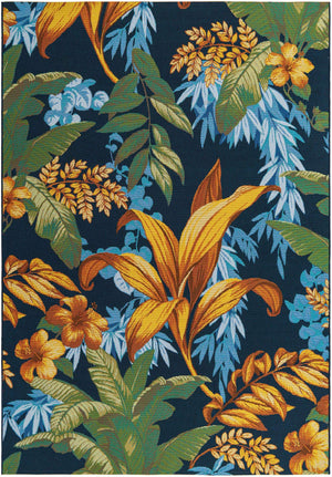Multicolor 6' 1 x 9' Outdoor Botanical Rectangle Area Rug Weather Resistant for Patio, Deck, Terrace, Balcony, Porch Polypropylene Garden Floral Tropical Carpet for Sale at Rug Engine