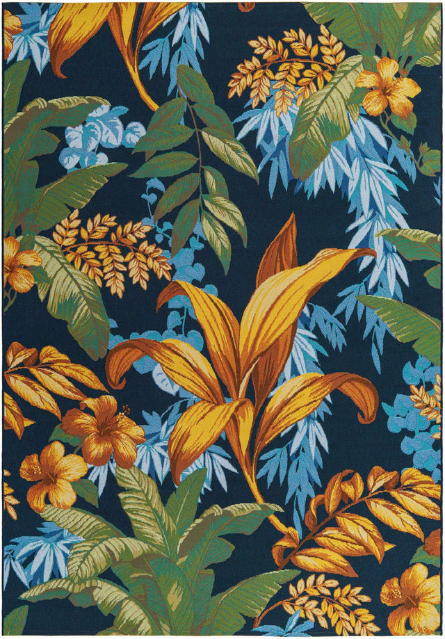 Multicolor 6' 1 x 9' Outdoor Botanical Rectangle Area Rug Weather Resistant for Patio, Deck, Terrace, Balcony, Porch Polypropylene Garden Floral Tropical Carpet for Sale at Rug Engine