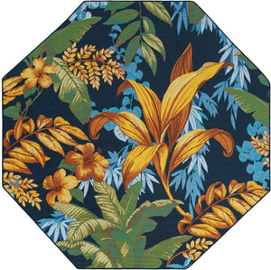 Multicolor 7' 1 x 7' 1 Outdoor Botanical Octagon Area Rug Weather Resistant for Patio, Deck, Terrace, Balcony, Porch Polypropylene Garden Floral Tropical Carpet for Sale at Rug Engine