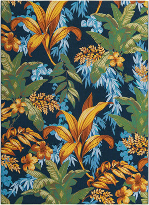 Multicolor 7' 10 x 11' Outdoor Botanical Rectangle Area Rug Weather Resistant for Patio, Deck, Terrace, Balcony, Porch Polypropylene Garden Floral Tropical Carpet for Sale at Rug Engine