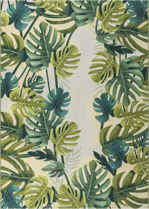 Green 10' x 14' 2 Outdoor Botanical Rectangle Area Rug Weather Resistant for Patio, Deck, Terrace, Balcony, Porch Polypropylene Garden Floral Tropical Carpet for Sale at Rug Engine