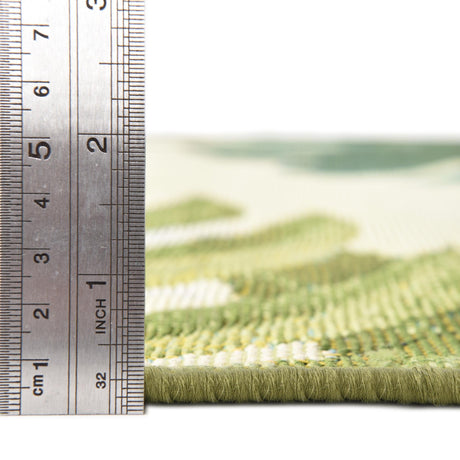 Green 5' 3 x 5' 3 Outdoor Botanical Octagon Area Rug Weather Resistant for Patio, Deck, Terrace, Balcony, Porch Polypropylene Garden Floral Tropical Carpet for Sale at Rug Engine