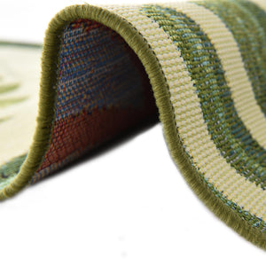 Green 7' 1 x 7' 1 Outdoor Botanical Octagon Area Rug Weather Resistant for Patio, Deck, Terrace, Balcony, Porch Polypropylene Garden Floral Tropical Carpet for Sale at Rug Engine