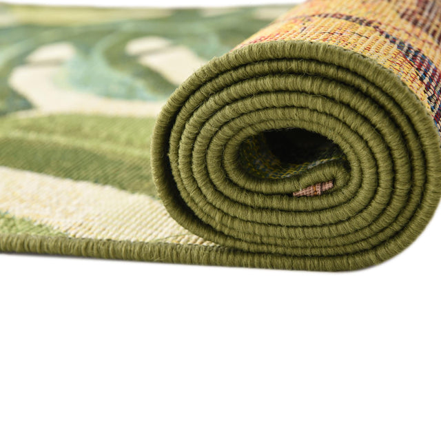 Green 7' 1 x 7' 1 Outdoor Botanical Octagon Area Rug Weather Resistant for Patio, Deck, Terrace, Balcony, Porch Polypropylene Garden Floral Tropical Carpet for Sale at Rug Engine