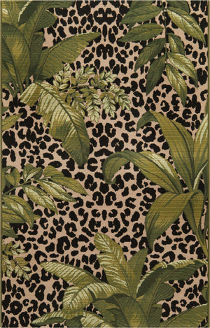 Green 3' 3 x 5' 3 Outdoor Botanical Rectangle Area Rug Weather Resistant for Patio, Deck, Terrace, Balcony, Porch Polypropylene Garden Floral Tropical Carpet for Sale at Rug Engine