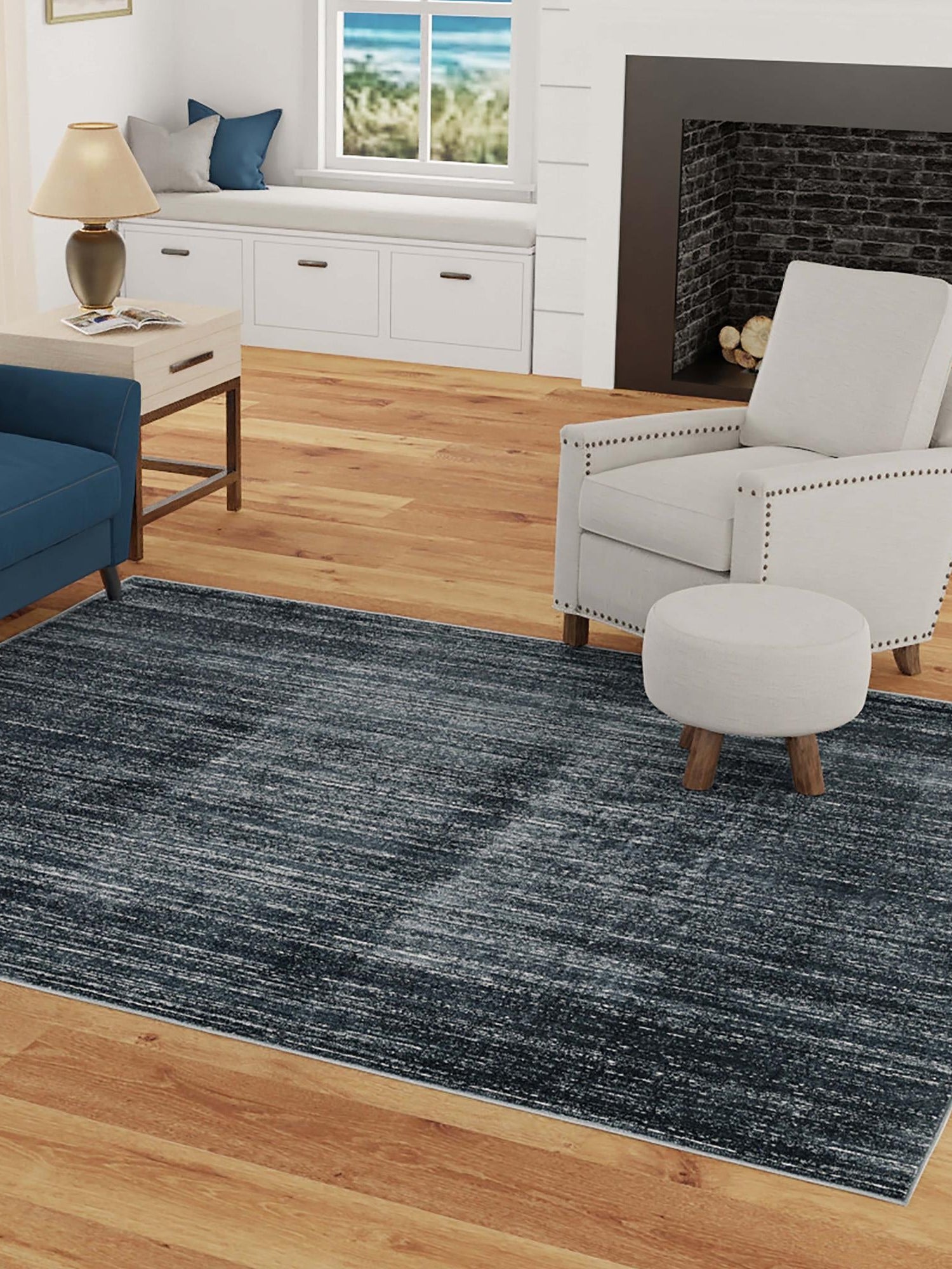 Navy Blue 7' 10 x 7' 10 Jill Zarin Uptown Square Area Rug 70% Polypropylene & 30% Polyester  Contemporary Carpet for Living, Dining, Office, Bedroom for Sale at Rug Engine