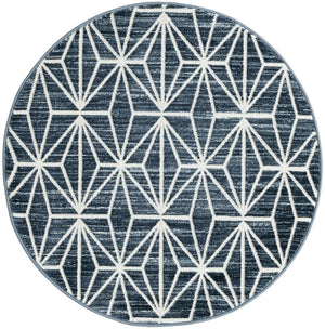 Navy Blue 3' 3 x 3' 3 Jill Zarin Uptown Round Area Rug 70% Polypropylene & 30% Polyester  Contemporary Carpet for Living, Dining, Office, Bedroom for Sale at Rug Engine
