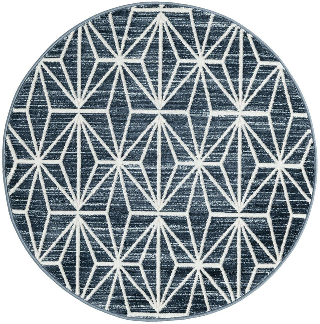 Navy Blue 3' 3 x 3' 3 Jill Zarin Uptown Round Area Rug 70% Polypropylene & 30% Polyester  Contemporary Carpet for Living, Dining, Office, Bedroom for Sale at Rug Engine