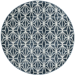Navy Blue 5' 3 x 5' 3 Jill Zarin Uptown Round Area Rug 70% Polypropylene & 30% Polyester  Contemporary Carpet for Living, Dining, Office, Bedroom for Sale at Rug Engine