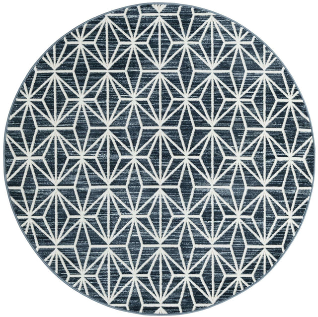 Navy Blue 5' 3 x 5' 3 Jill Zarin Uptown Round Area Rug 70% Polypropylene & 30% Polyester  Contemporary Carpet for Living, Dining, Office, Bedroom for Sale at Rug Engine