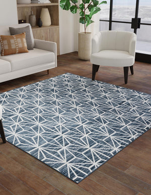 Navy Blue 7' 10 x 7' 10 Jill Zarin Uptown Square Area Rug 70% Polypropylene & 30% Polyester  Contemporary Carpet for Living, Dining, Office, Bedroom for Sale at Rug Engine