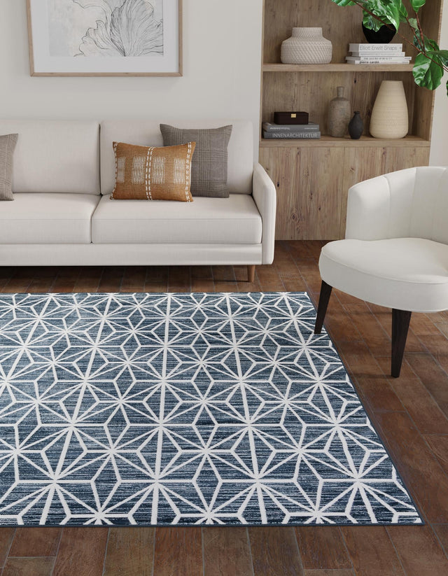 Navy Blue 7' 10 x 7' 10 Jill Zarin Uptown Square Area Rug 70% Polypropylene & 30% Polyester  Contemporary Carpet for Living, Dining, Office, Bedroom for Sale at Rug Engine