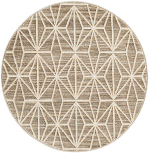 Brown 3' 3 x 3' 3 Jill Zarin Uptown Round Area Rug 70% Polypropylene & 30% Polyester  Contemporary Carpet for Living, Dining, Office, Bedroom for Sale at Rug Engine