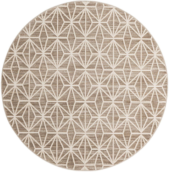 Brown 5' 3 x 5' 3 Jill Zarin Uptown Round Area Rug 70% Polypropylene & 30% Polyester  Contemporary Carpet for Living, Dining, Office, Bedroom for Sale at Rug Engine