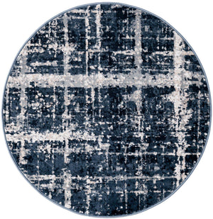 Navy Blue 3' 3 x 3' 3 Jill Zarin Uptown Round Area Rug 70% Polypropylene & 30% Polyester  Contemporary Carpet for Living, Dining, Office, Bedroom for Sale at Rug Engine
