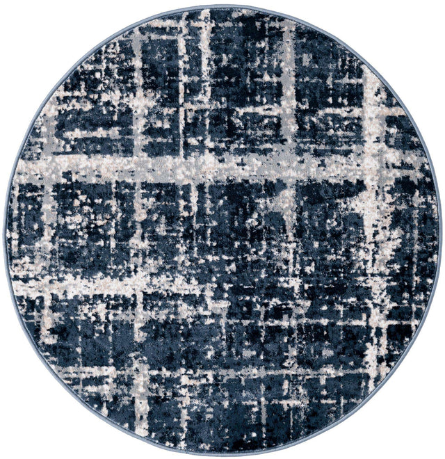 Navy Blue 3' 3 x 3' 3 Jill Zarin Uptown Round Area Rug 70% Polypropylene & 30% Polyester  Contemporary Carpet for Living, Dining, Office, Bedroom for Sale at Rug Engine