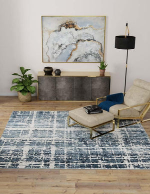 Navy Blue 7' 10 x 7' 10 Jill Zarin Uptown Square Area Rug 70% Polypropylene & 30% Polyester  Contemporary Carpet for Living, Dining, Office, Bedroom for Sale at Rug Engine