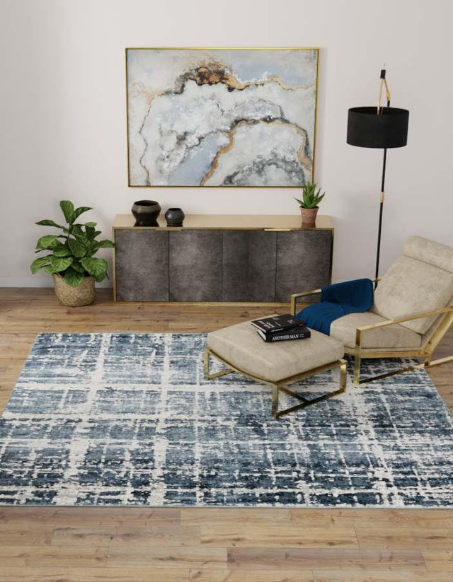 Navy Blue 7' 10 x 7' 10 Jill Zarin Uptown Square Area Rug 70% Polypropylene & 30% Polyester  Contemporary Carpet for Living, Dining, Office, Bedroom for Sale at Rug Engine