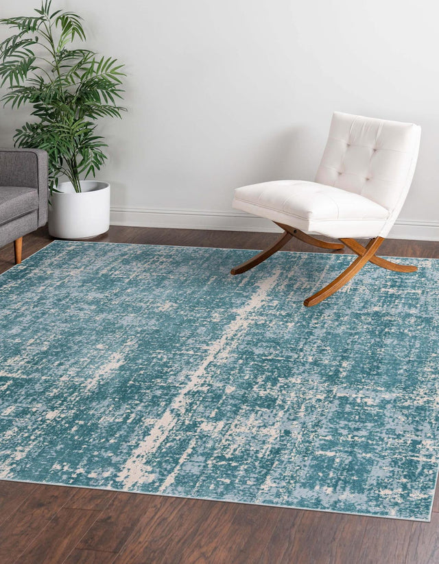Turquoise 7' 10 x 7' 10 Jill Zarin Uptown Square Area Rug 70% Polypropylene & 30% Polyester  Contemporary Carpet for Living, Dining, Office, Bedroom for Sale at Rug Engine