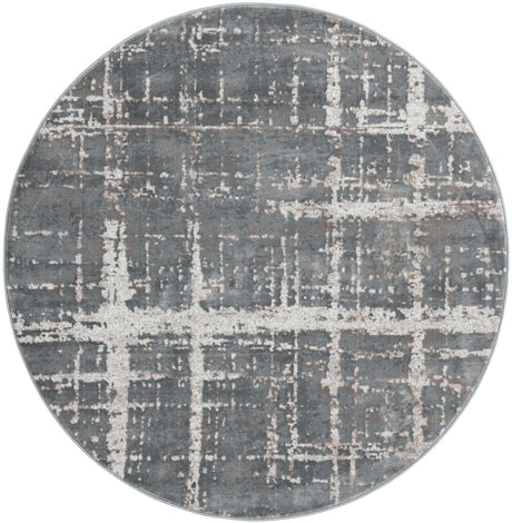 Gray 5' 3 x 5' 3 Jill Zarin Uptown Round Area Rug 70% Polypropylene & 30% Polyester  Contemporary Carpet for Living, Dining, Office, Bedroom for Sale at Rug Engine