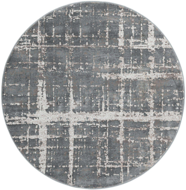 Gray 5' 3 x 5' 3 Jill Zarin Uptown Round Area Rug 70% Polypropylene & 30% Polyester  Contemporary Carpet for Living, Dining, Office, Bedroom for Sale at Rug Engine