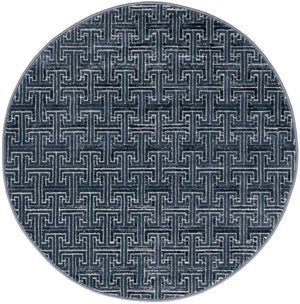 Navy Blue 3' 3 x 3' 3 Jill Zarin Uptown Round Area Rug 70% Polypropylene & 30% Polyester  Contemporary Carpet for Living, Dining, Office, Bedroom for Sale at Rug Engine