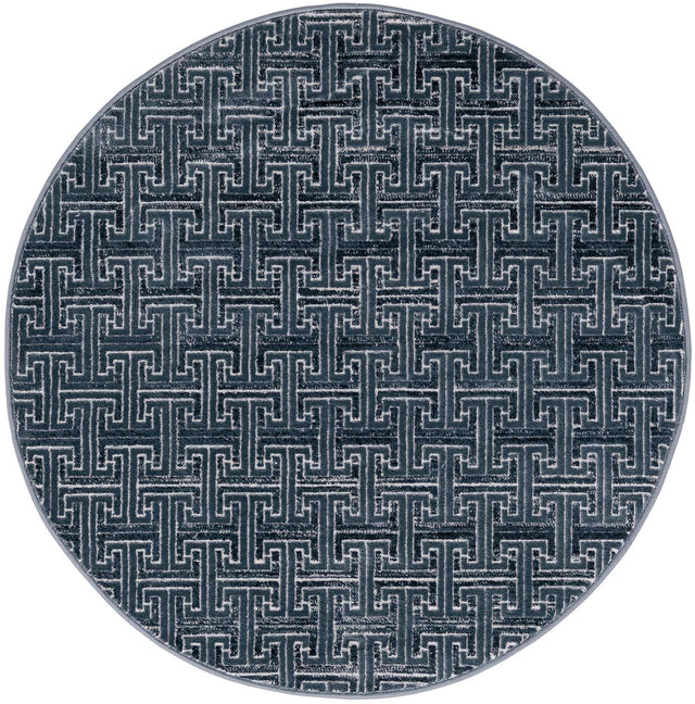 Navy Blue 3' 3 x 3' 3 Jill Zarin Uptown Round Area Rug 70% Polypropylene & 30% Polyester  Contemporary Carpet for Living, Dining, Office, Bedroom for Sale at Rug Engine
