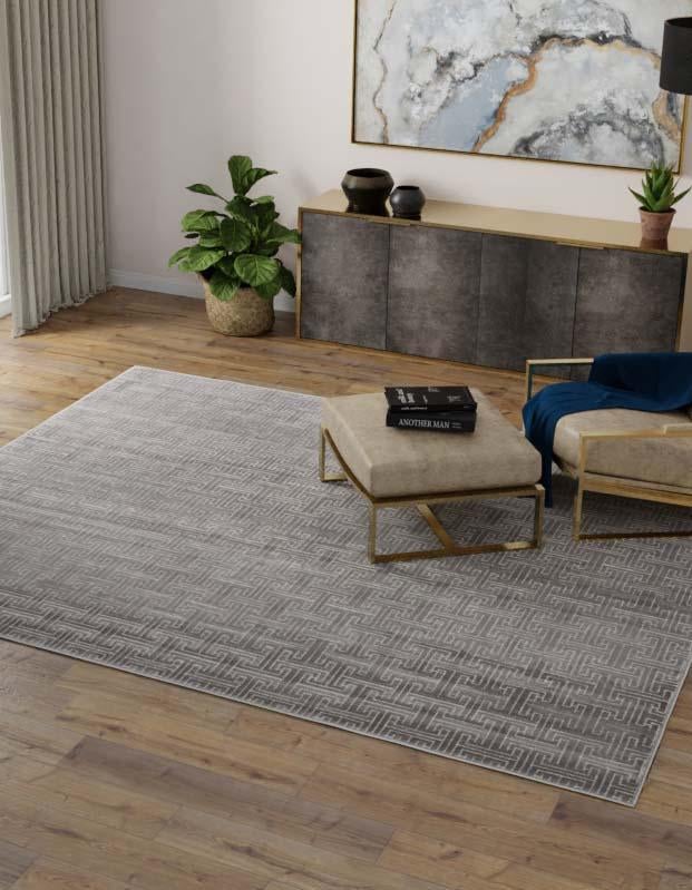 Gray 7' 10 x 7' 10 Jill Zarin Uptown Square Area Rug 70% Polypropylene & 30% Polyester  Contemporary Carpet for Living, Dining, Office, Bedroom for Sale at Rug Engine