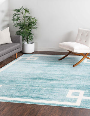 Turquoise 7' 10 x 7' 10 Jill Zarin Uptown Square Area Rug 70% Polypropylene & 30% Polyester  Contemporary Carpet for Living, Dining, Office, Bedroom for Sale at Rug Engine